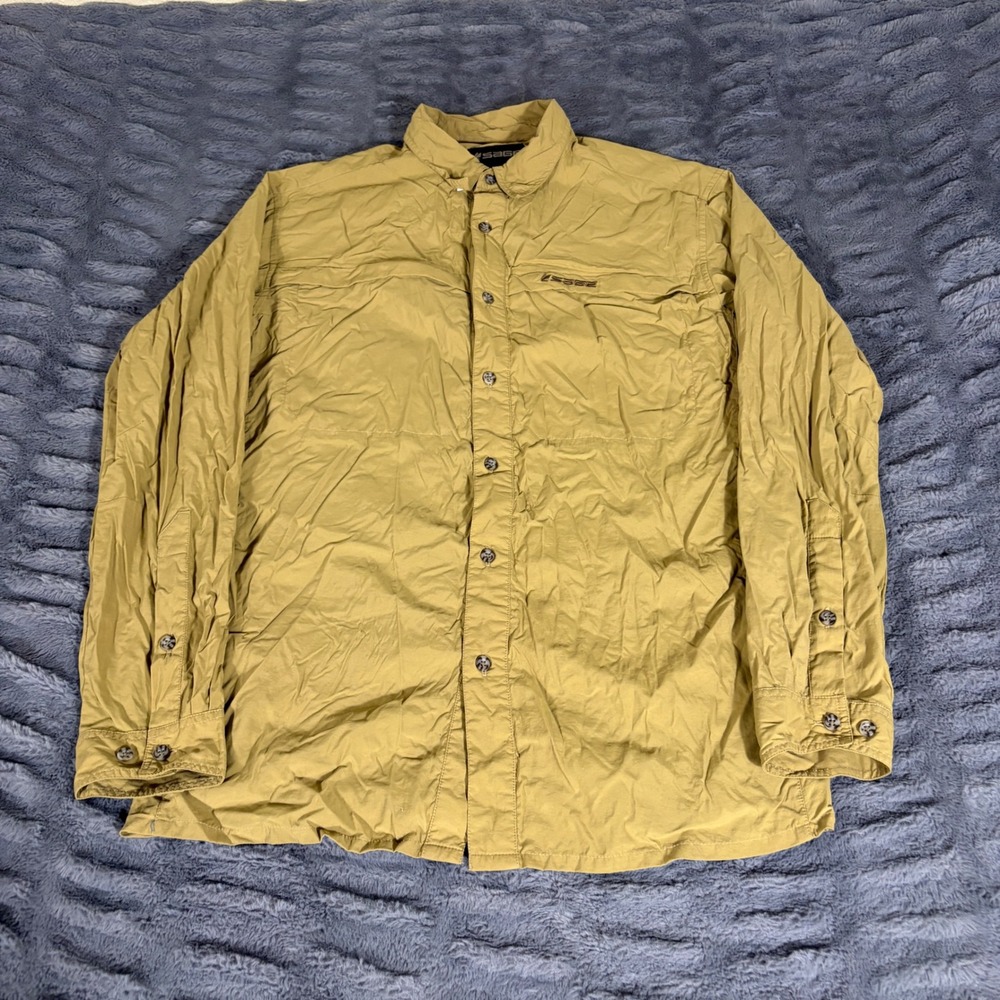 Sage Mens Nylon Long Sleeve Fishing Shirt Mustard Yellow Style 7234 Size M